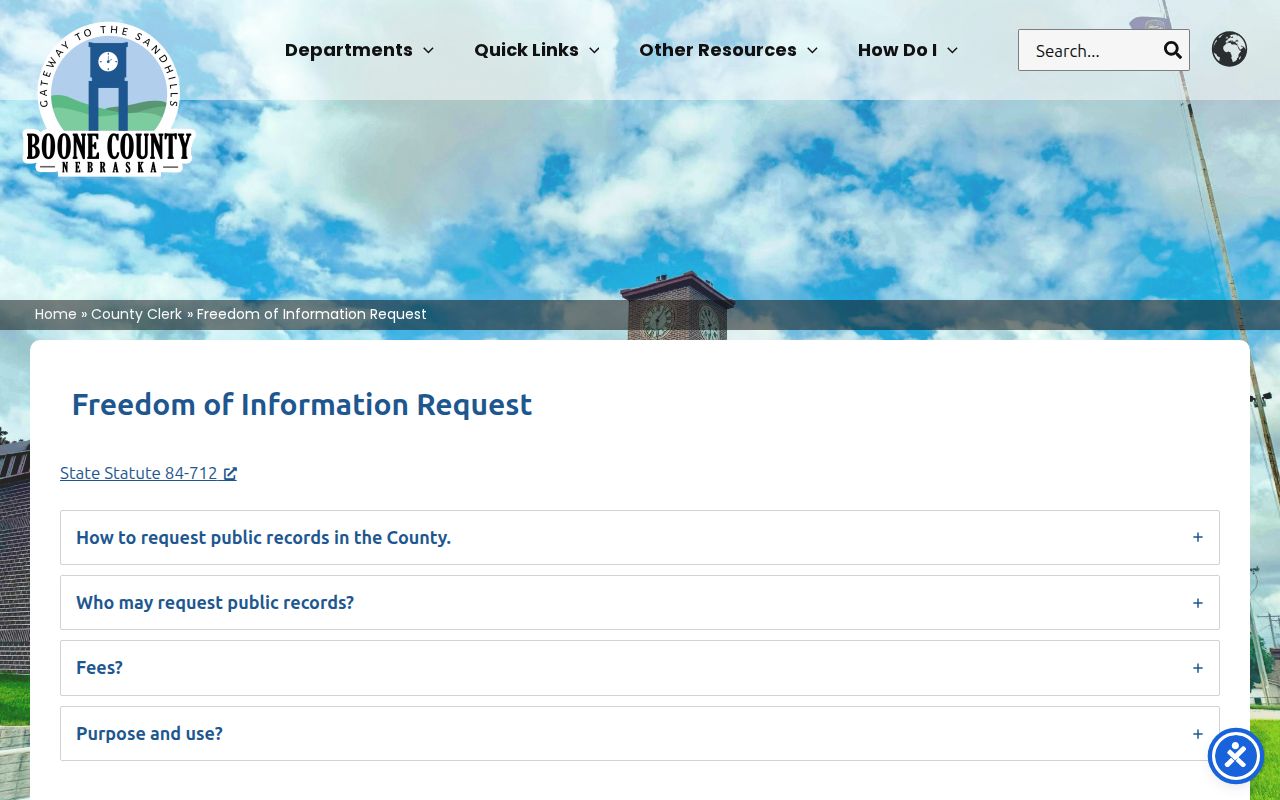 Albion court records source for Boone County request guidance