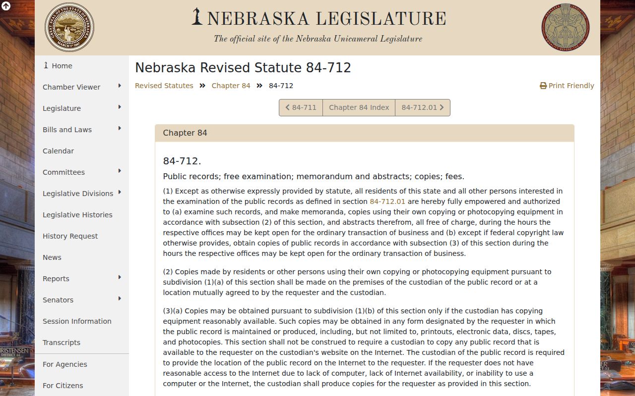 Albion court records source showing Nebraska public-records law