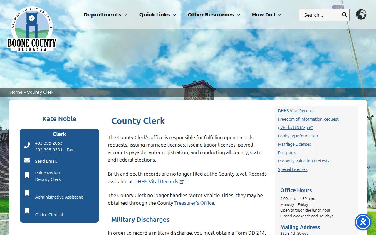 Cedar Rapids court records source showing Boone County Clerk information