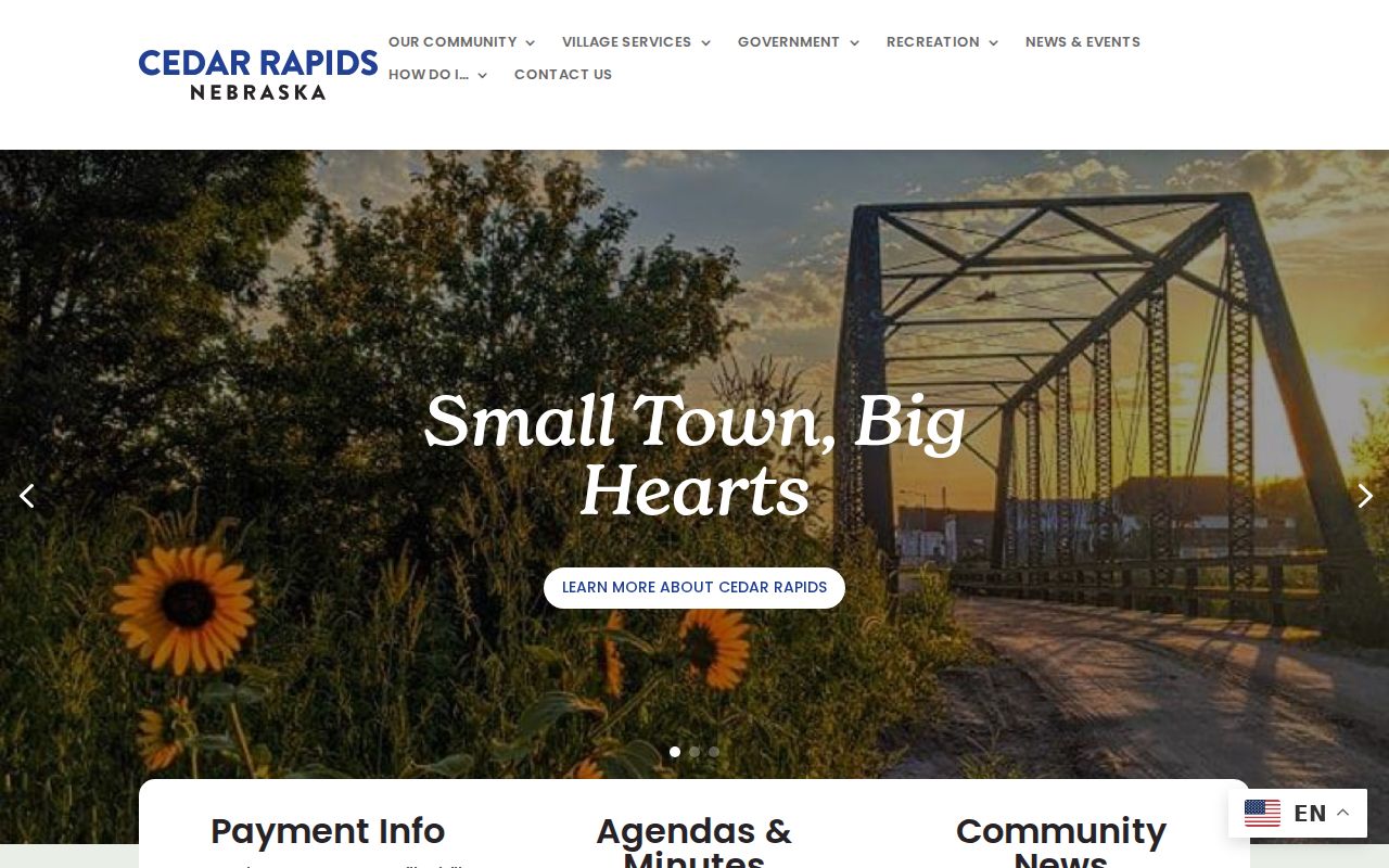 Cedar Rapids court records source showing the official village home page
