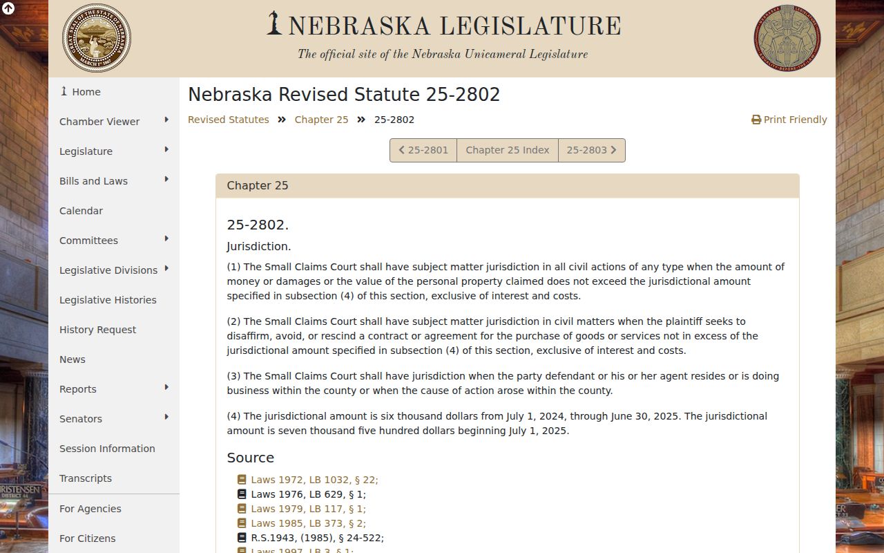 Boone County civil court dockets source showing Nebraska small claims law