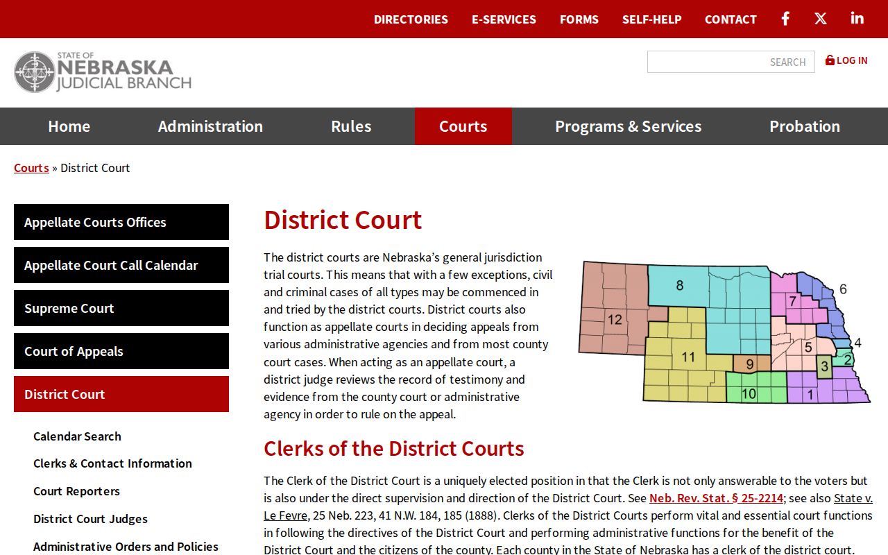 Boone County criminal court dockets source showing Nebraska District Court information