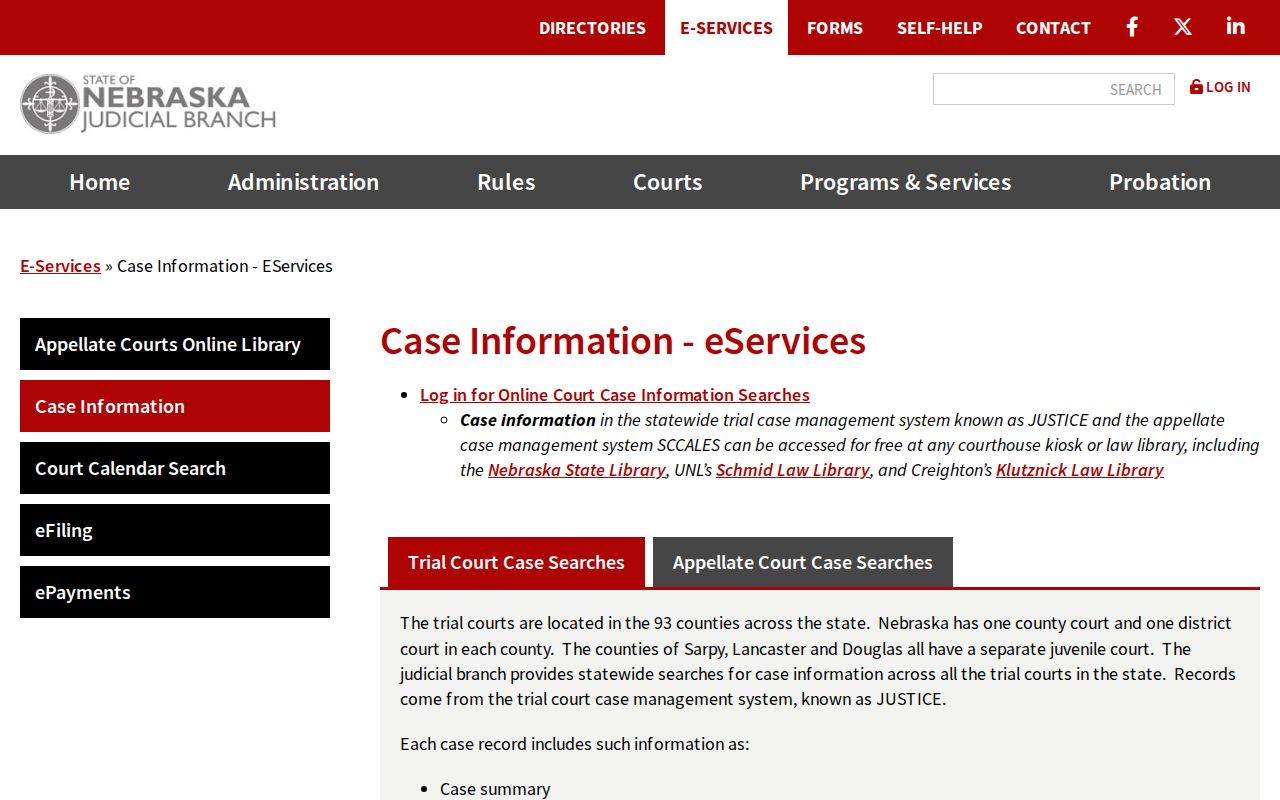 Boone County court docket statewide case information access source