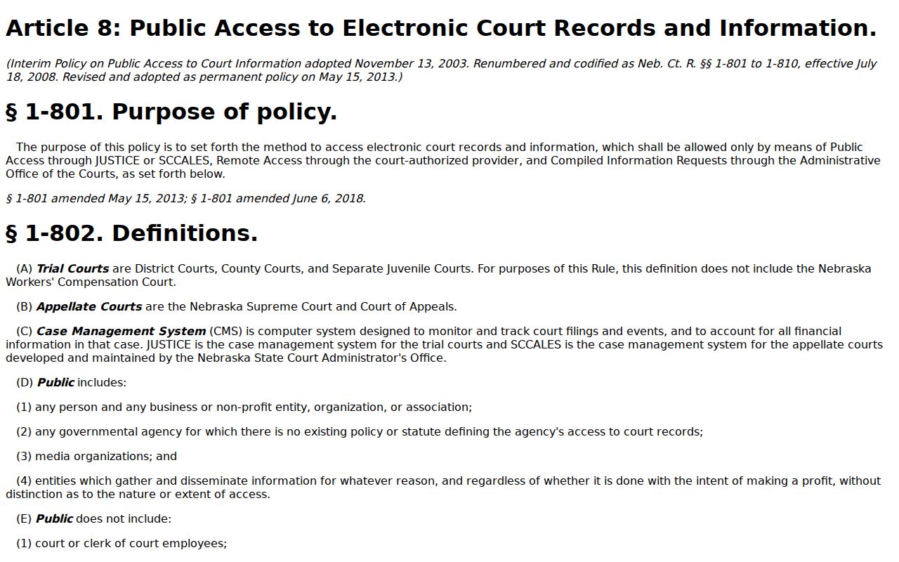 Boone County court docket electronic records access rule