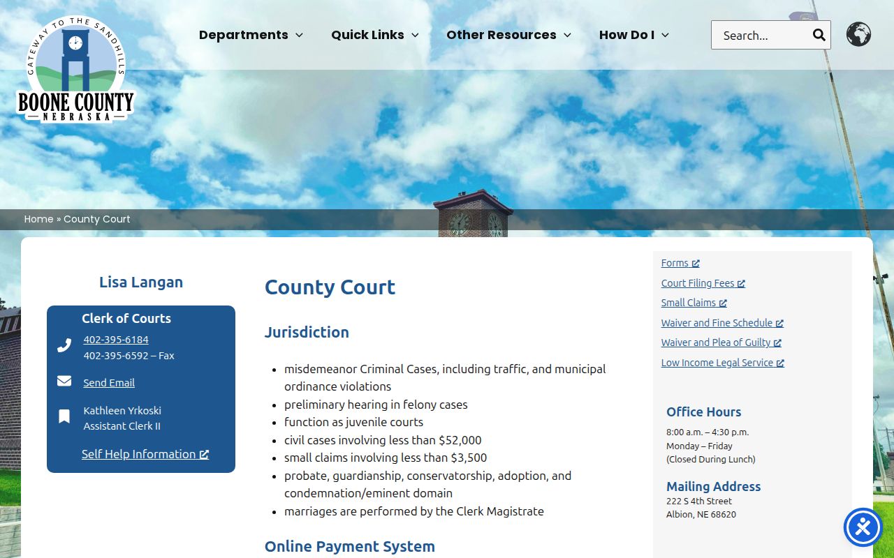 Boone County court docket county court contact source