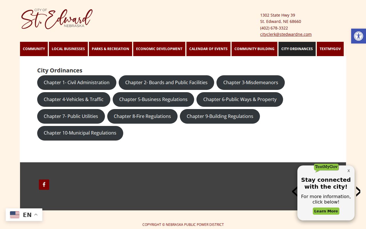 St. Edward court records source showing official legal notices and ordinances