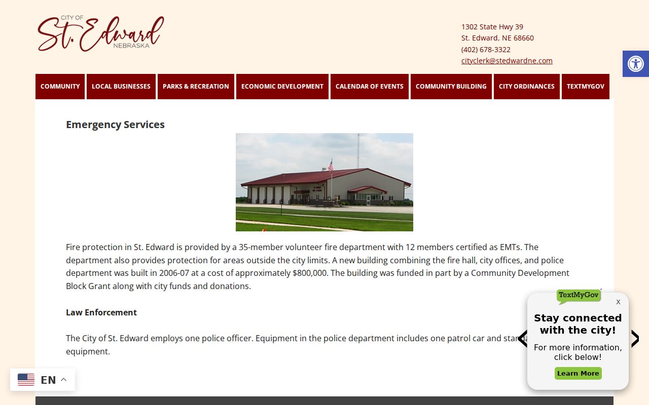 St. Edward court records source showing city emergency services context