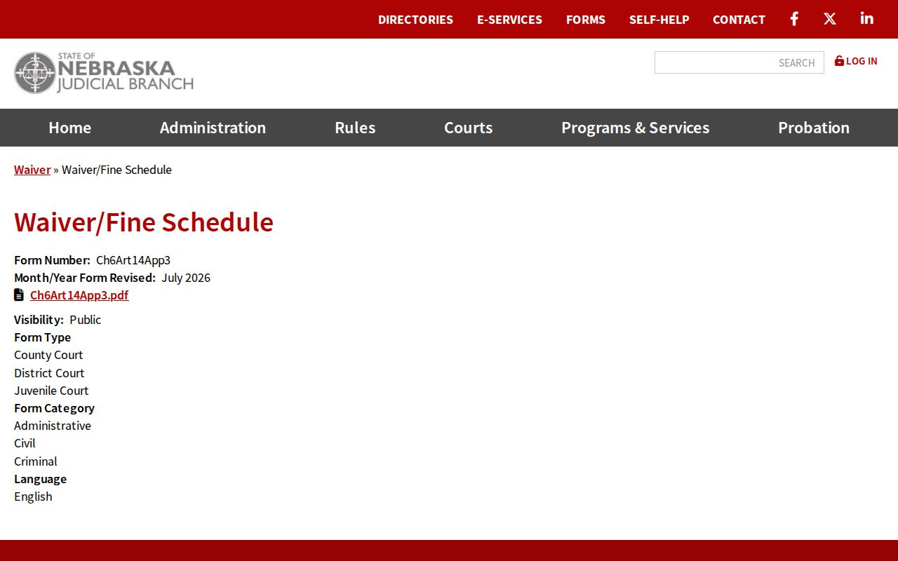 Boone County traffic court waiver fine schedule source