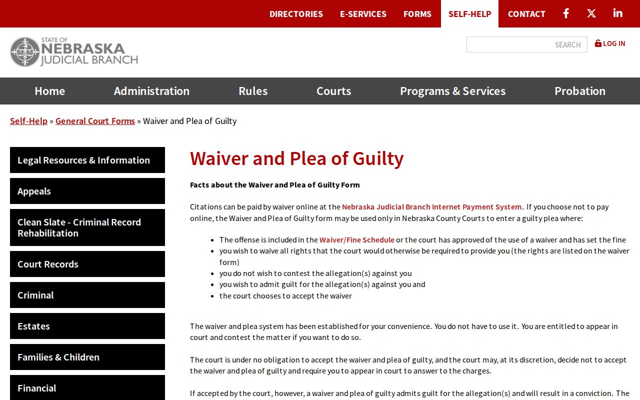 Boone County traffic court waiver and plea source